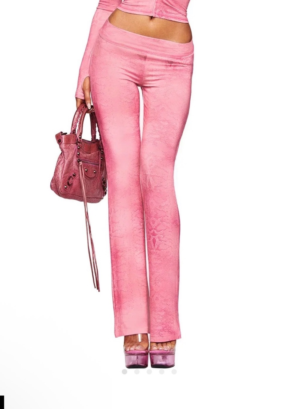 Women's Pink Track Pants & Joggers - Slim Flare Fit
